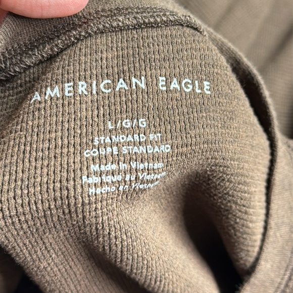American Eagle Brown Henley Long Sleeve Shirt Size Large - Picture 7 of 8